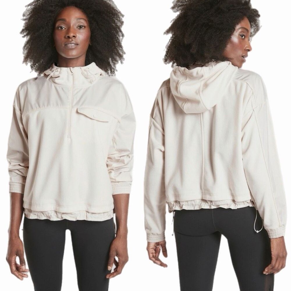 Athleta Zion Microfleece 1/2 Zip Top, Pearl White